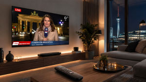 IPTV Deutschland Streaming von deutschen Sendern auf einem Smart TV im Wohnzimmer